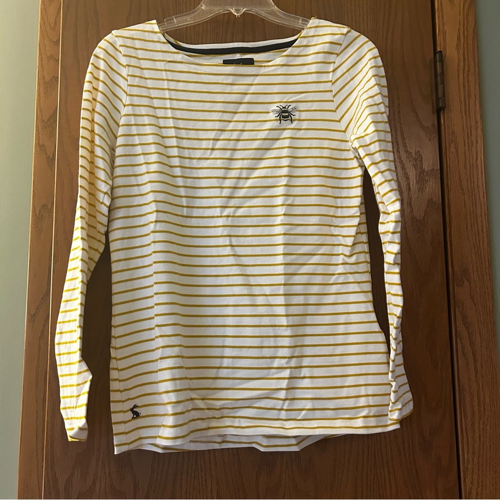 Joules Striped long sleeve top Embroidered Bee & Bunny design Bretton US 4